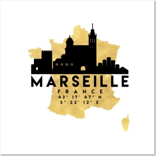 Marseille France Skyline Map Art Posters and Art